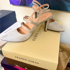 Franco Sarto Women's Cream Strappy Heels